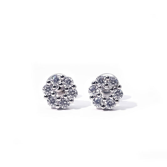 Warm Fortune 18K Gold Plated Round Flower Cubic Zirconia Stud Earrings for Women Hypoallergenic - Valentine's Day, Mother's Day, Birthday Gift for Her
