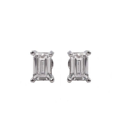 Warm Fortune 18K Gold Plated Baguette Shape Cubic Zirconia Stud Earrings for Women Hypoallergenic - Valentine‘s Day, Mother‘s Day, Birthday Gift for Her