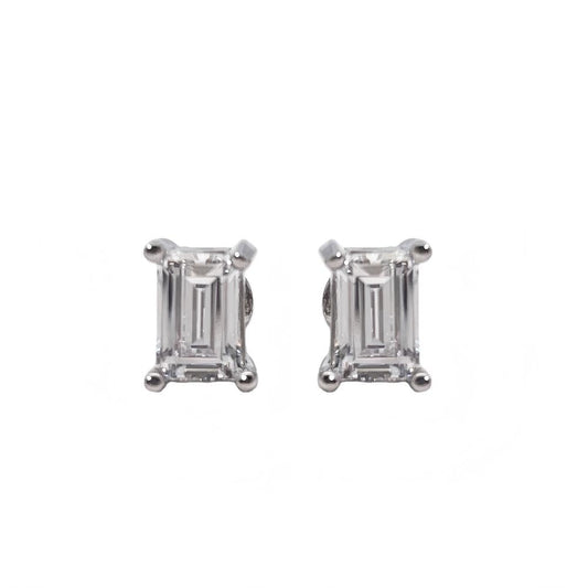 Warm Fortune 18K Gold Plated Baguette Shape Cubic Zirconia Stud Earrings for Women Hypoallergenic - Valentine‘s Day, Mother‘s Day, Birthday Gift for Her