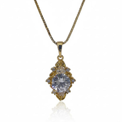 Warm Fortune Cubic Zirconia Pendant Necklace for Women,18K Gold Plated,16 inch + 2inch Chain