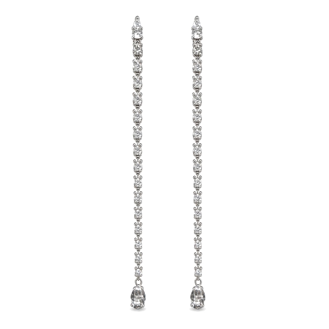 Warm Fortune 18K Gold Plated Long Linear Cubic Zirconia Drop Earrings for Women Hypoallergenic - Valentine's Day, Mother's Day, Birthday Gift for Her