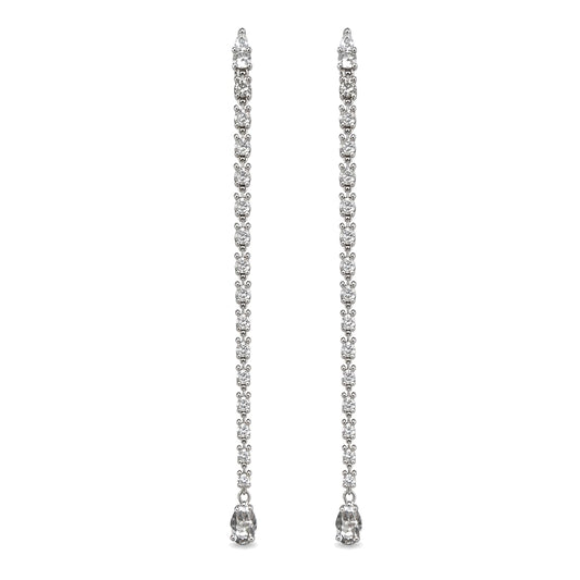 Warm Fortune 18K Gold Plated Long Linear Cubic Zirconia Drop Earrings for Women Hypoallergenic - Valentine's Day, Mother's Day, Birthday Gift for Her
