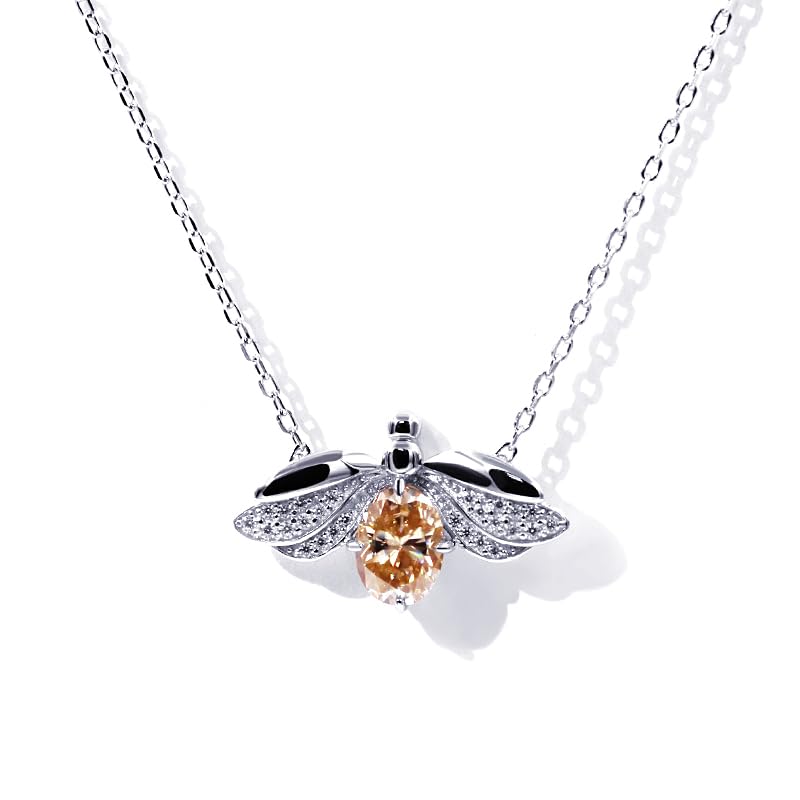 Warm Fortune Moissanite Pendant Necklace for Women, 0.5/1.0 ct DE VVS, 18K White Gold Plated Sterling Silver, 16 inch + 2inch Chain