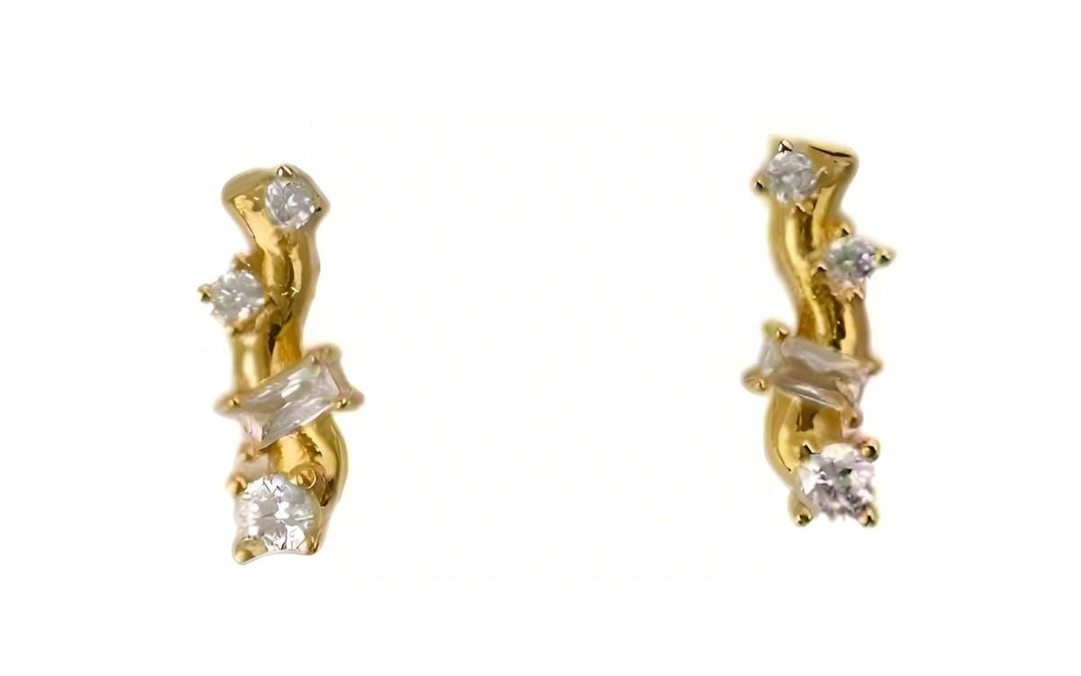 Warm Fortune Cubic Zirconia Stud Earrings for Women, 925 Sterling Silver with 18K Gold Plated Hypoallergenic