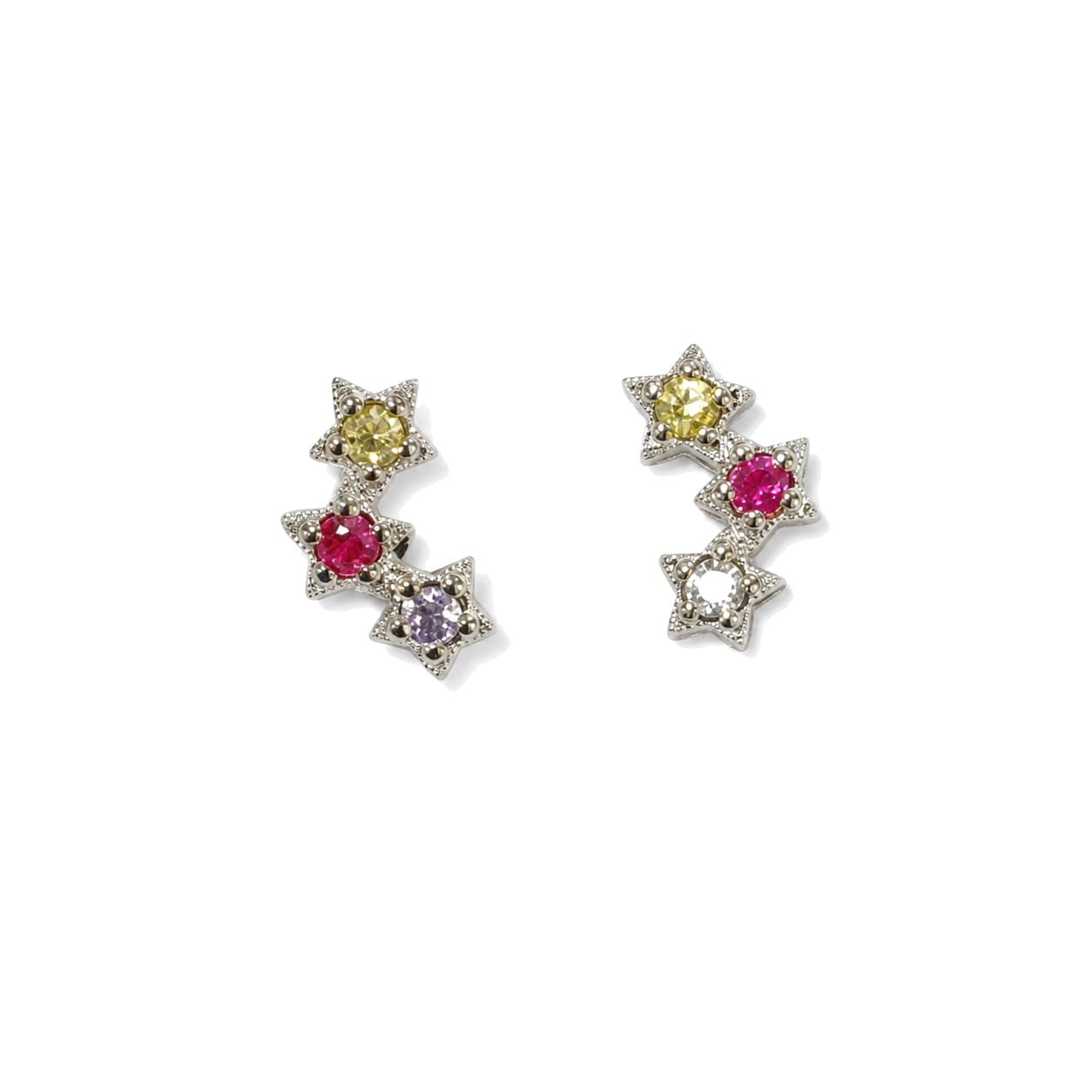 Warm Fortune 18K Gold Plated Multi-Color Star Cubic Zirconia Stud Earrings for Women Hypoallergenic - Valentine's Day, Mother's Day, Birthday Gift for Her