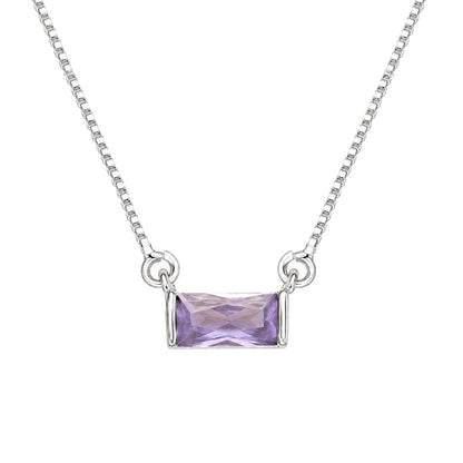Warm Fortune Purple Rectangle Pendant Necklace for Women: 18K Gold Plated, Adjustable Chain (18") with Sparkling CZ | Elegant & Versatile, an Ideal Layered Piece