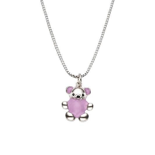 Warm Fortune Purple Koala Bear Pendant Necklace for Women: 18K Gold Plated, Adjustable Chain (18"+2") with Sparkling CZ | Adorably Cute, a Romantic Accent for Her