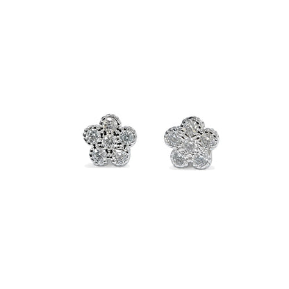 Warm Fortune 18K Gold Plated Flower Cubic Zirconia Stud Earrings for Women Hypoallergenic - Valentine's Day, Mother's Day, Birthday Gift for Her