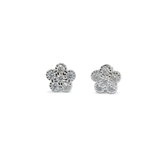 Warm Fortune 18K Gold Plated Flower Cubic Zirconia Stud Earrings for Women Hypoallergenic - Valentine's Day, Mother's Day, Birthday Gift for Her