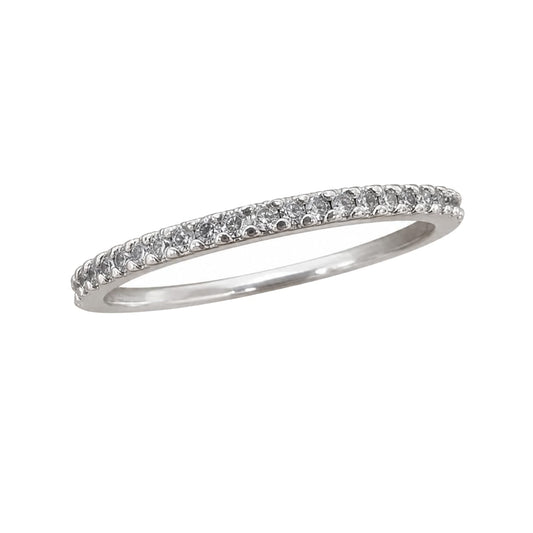 Warm Fortune Round Pave Eternity Ring for Her - 18K Gold Plated Cubic Zirconia, Anniversary & Valentine's Day Gift, Timeless Promise & Wedding Jewelry, Size 7-8