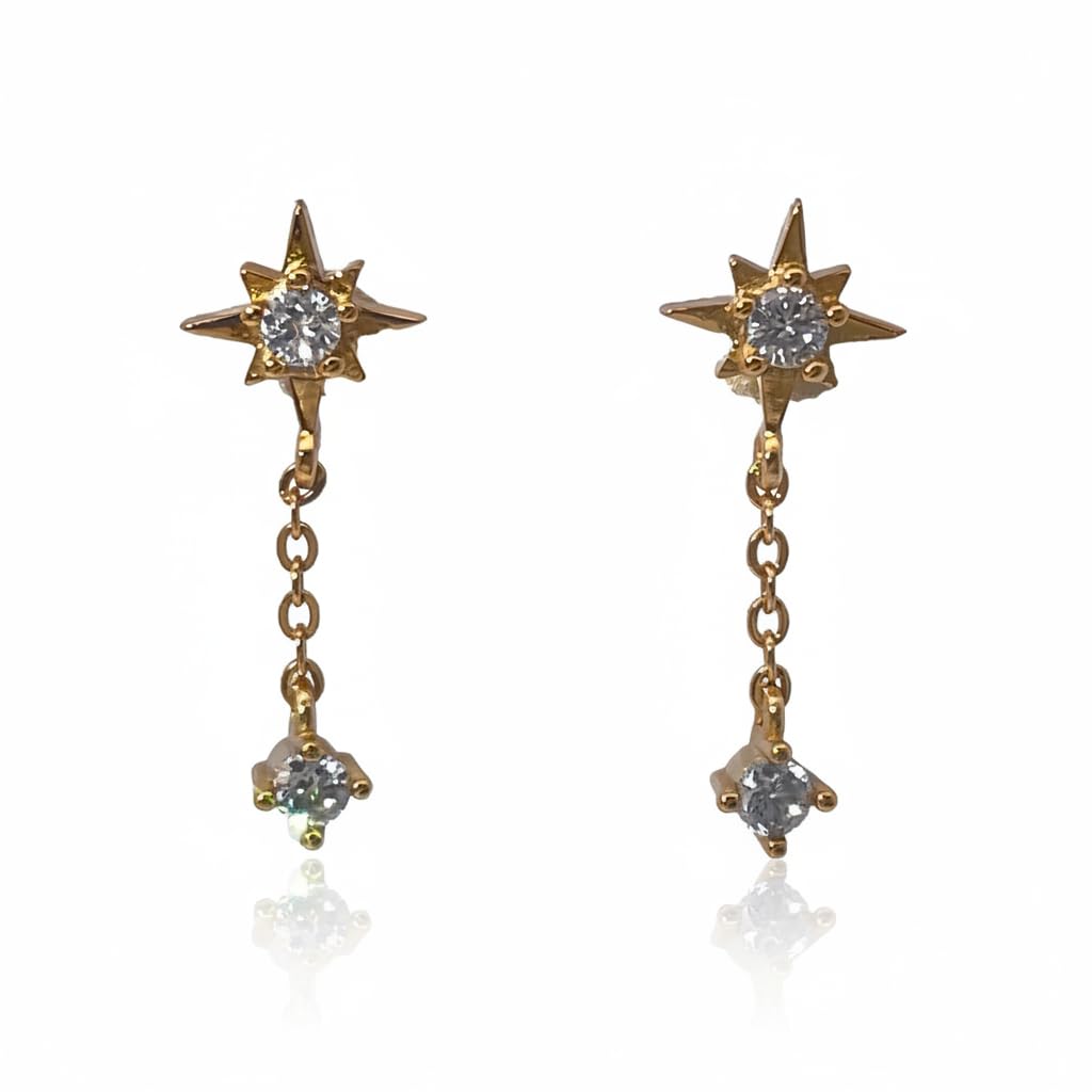 Warm Fortune Cubic Zirconia Drop Earrings for Women,925 Sterling Silver with 18K Gold Plated Hypoallergenic