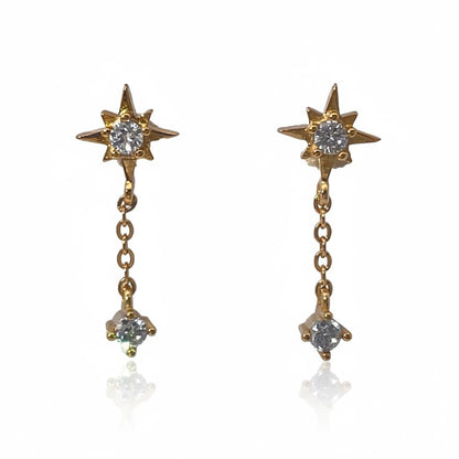 Warm Fortune Cubic Zirconia Drop Earrings for Women,925 Sterling Silver with 18K Gold Plated Hypoallergenic