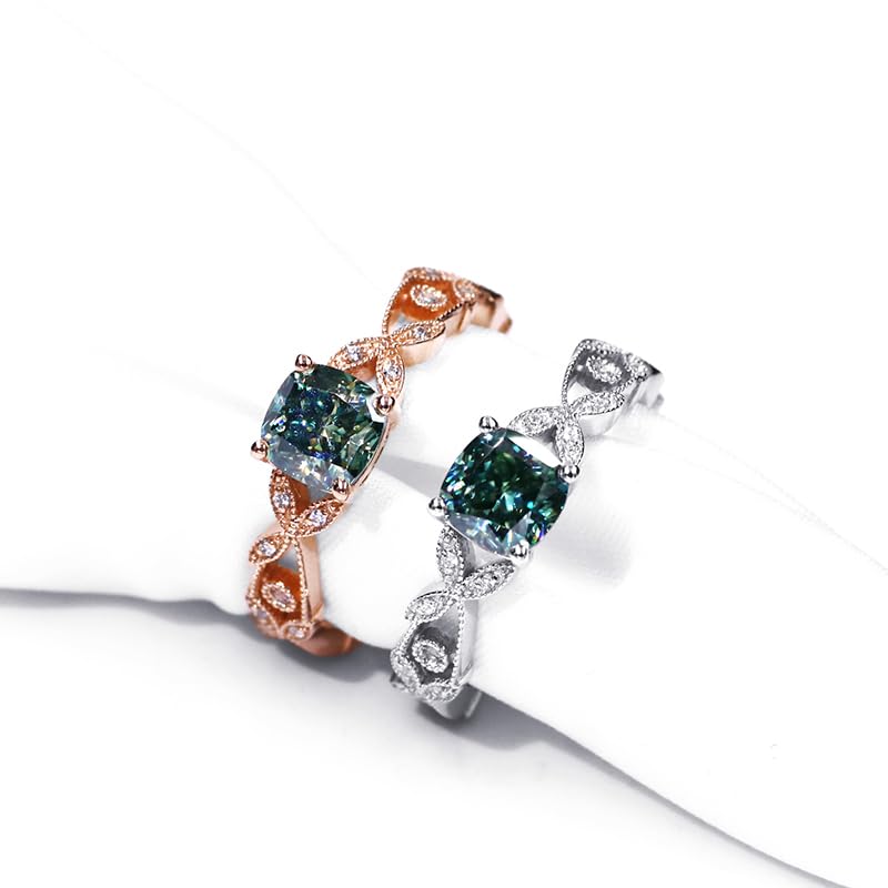 Warm Fortune Moissanite Engagement Ring for Women, Petite Twisted Vine Elegance, 0.5/1.0ct DE VVS, 18K White Gold Plated Anniversary & Promise Ring, Gift for Her, Size 6.5