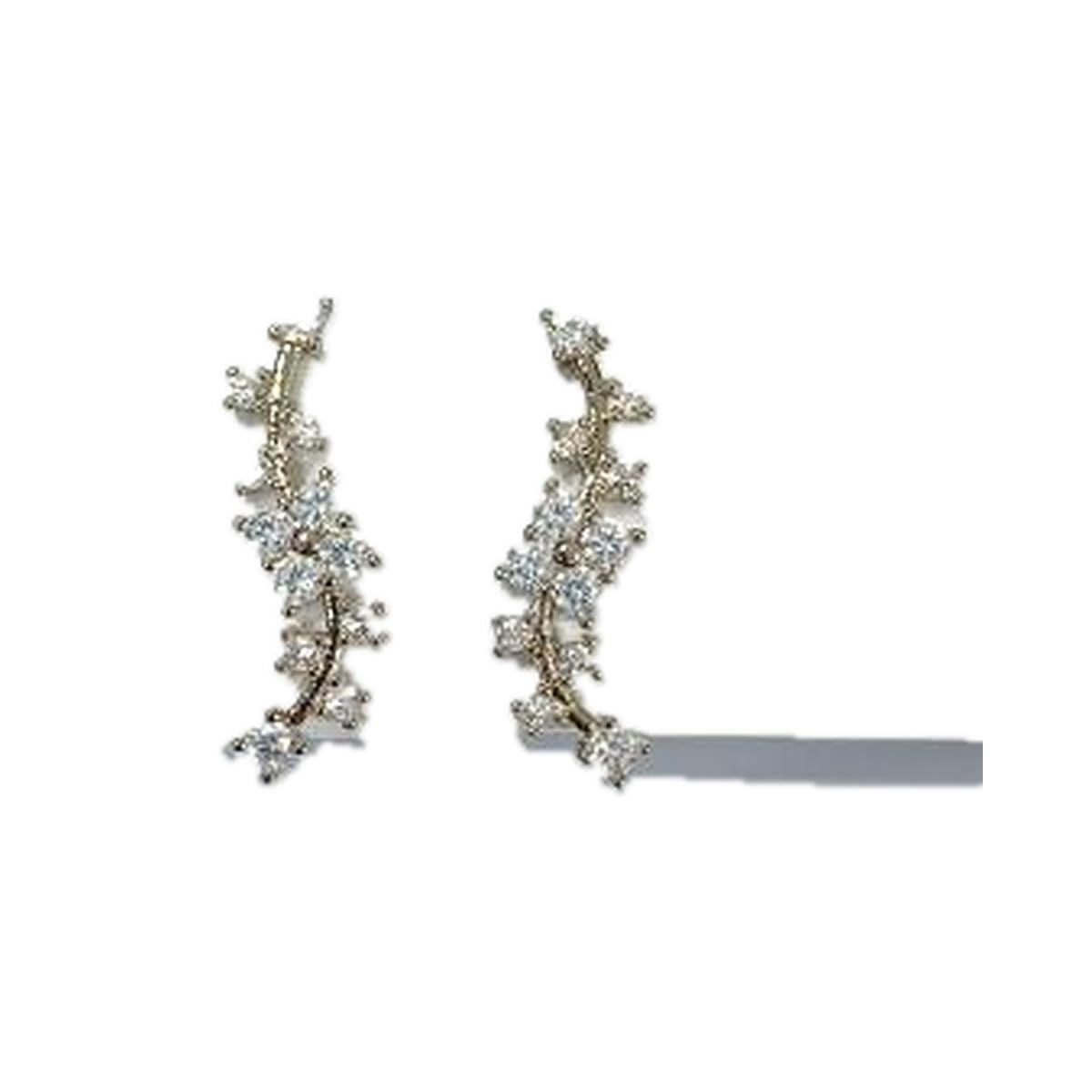 Warm Fortune 18K Gold Plated Star Cluster Cubic Zirconia Cuffs Earrings for Women Hypoallergenic - Valentine's Day, Mother's Day, Birthday Gift for Her