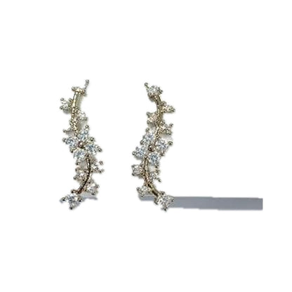 Warm Fortune 18K Gold Plated Star Cluster Cubic Zirconia Cuffs Earrings for Women Hypoallergenic - Valentine's Day, Mother's Day, Birthday Gift for Her