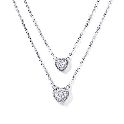 Warm Fortune Moissanite Pendant Necklace for Women, 0.5/1.0 ct DE VVS, 18K White Gold Plated Sterling Silver, 16 inch + 2inch Chain