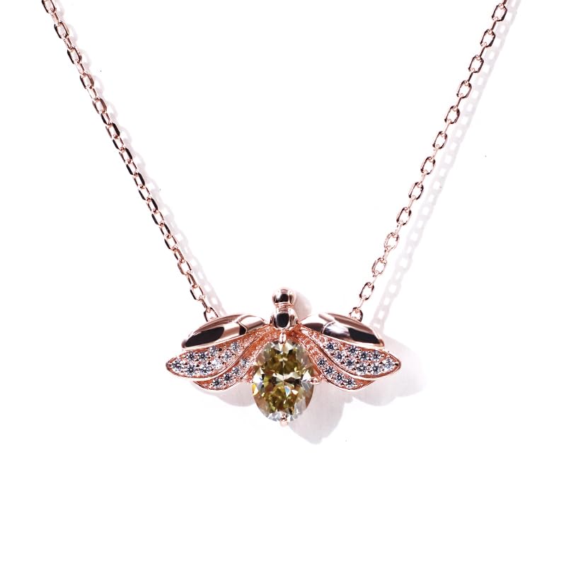 Warm Fortune Moissanite Pendant Necklace for Women, 0.5/1.0 ct DE VVS, 18K White Gold Plated Sterling Silver, 16 inch + 2inch Chain