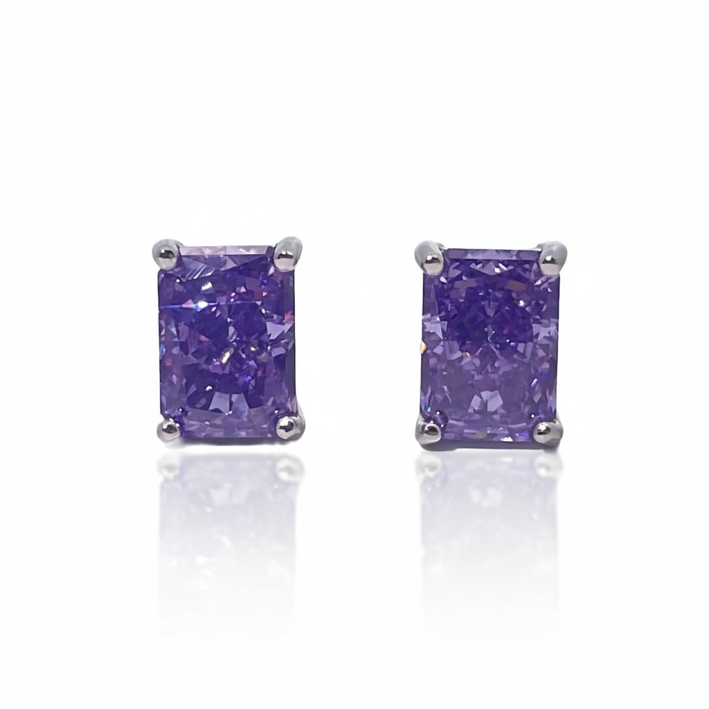 Warm Fortune Cubic Zirconia Stud Earrings for Women, 925 Sterling Silver with 18K White Gold Plated Hypoallergenic