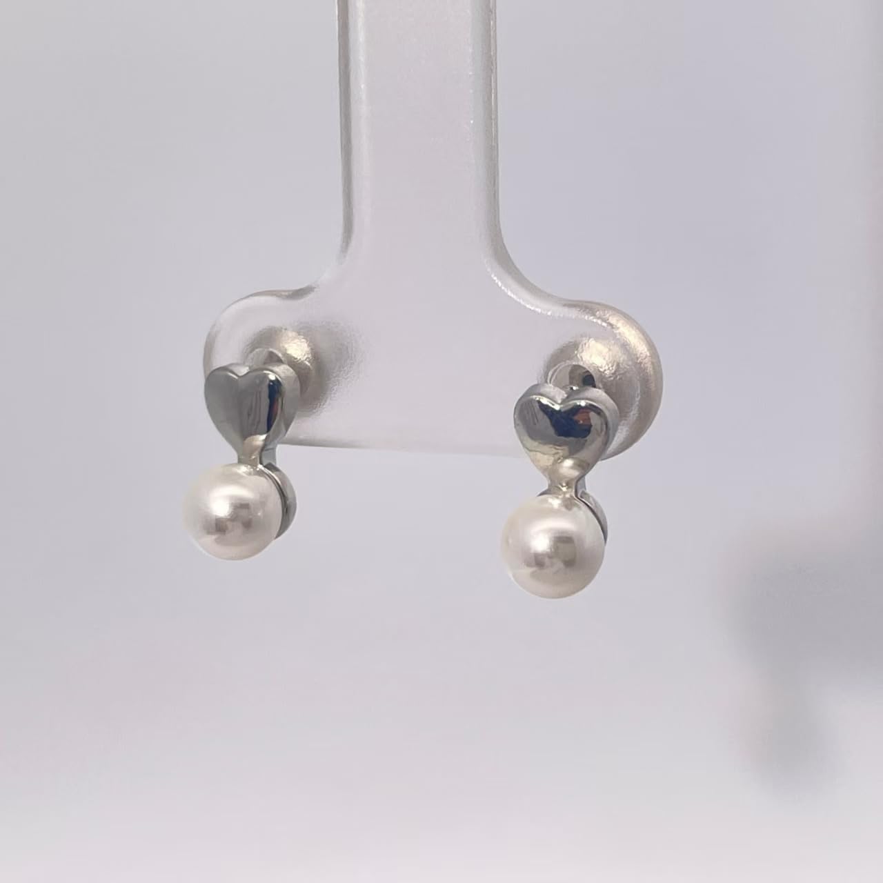Warm Fortune 18K Gold Plated Heart Pearl Stud Earrings for Women Hypoallergenic - Valentine's Day, Mother's Day, Birthday Gift for Her