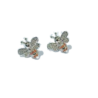 Warm Fortune 18K Gold Plated Bee Cubic Zirconia Stud Earrings for Women Hypoallergenic - Valentine's Day, Mother's Day, Birthday Gift for Her