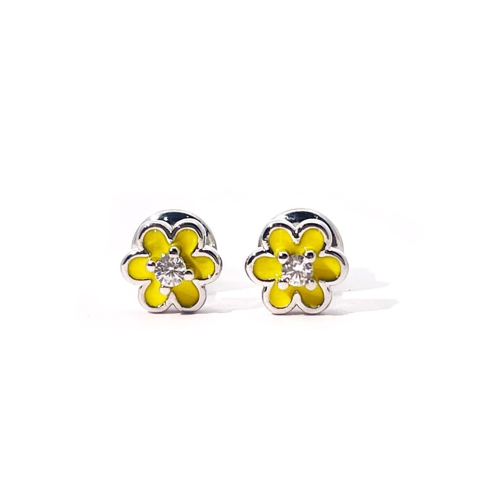 Warm Fortune 18K Gold Plated Yellow Flower Cubic Zirconia Stud Earrings for Women Hypoallergenic - Valentine's Day, Mother's Day, Birthday Gift for Her