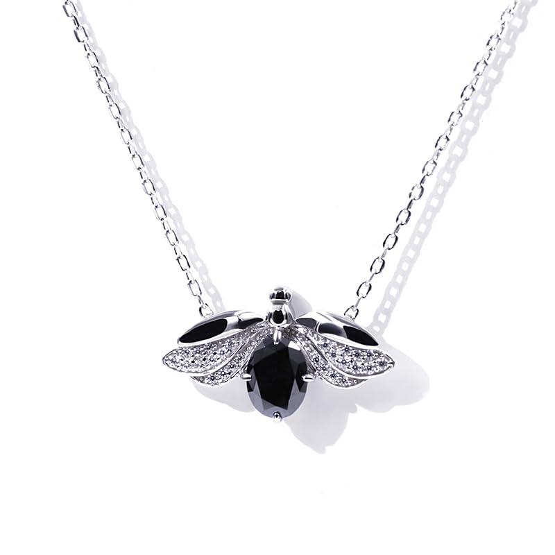 Warm Fortune Moissanite Pendant Necklace for Women, 0.5/1.0 ct DE VVS, 18K White Gold Plated Sterling Silver, 16 inch + 2inch Chain