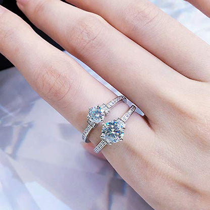 Warm Fortune Moissanite Flower Engagement Ring for Women, 0.5/1.0ct DE VVS Lab Created,925 Sterling Silver with 18K White Gold Plated Anniversary Ring, Gift for Her Promise Ring, Size 6.5