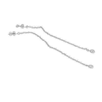 Warm Fortune 18K Gold Plated Threader Chain Cubic Zirconia Drop Earrings for Women Hypoallergenic - Valentine's Day, Mother's Day, Birthday Gift for Her