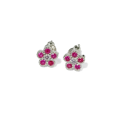 Warm Fortune 18K Gold Plated Flower Cubic Zirconia Stud Earrings for Women Hypoallergenic - Valentine's Day, Mother's Day, Birthday Gift for Her