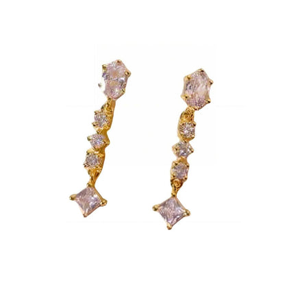 Warm Fortune Cubic Zirconia Stud Earrings for Women, Gold Plated,Gift for Her,Hypoallergenic