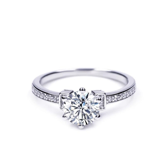 Warm Fortune Moissanite Flower Engagement Ring for Women, 0.5/1.0ct DE VVS Lab Created,925 Sterling Silver with 18K White Gold Plated Anniversary Ring, Gift for Her Promise Ring, Size 6.5