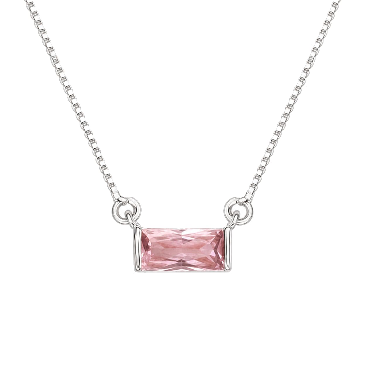 Warm Fortune Pink Rectangle Pendant Necklace for Women: 18K Gold Plated, Adjustable Chain (18"+2") with Sparkling CZ | Elegant & Versatile, an Ideal Layered Piece
