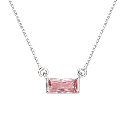 Warm Fortune Pink Rectangle Pendant Necklace for Women: 18K Gold Plated, Adjustable Chain (18"+2") with Sparkling CZ | Elegant & Versatile, an Ideal Layered Piece
