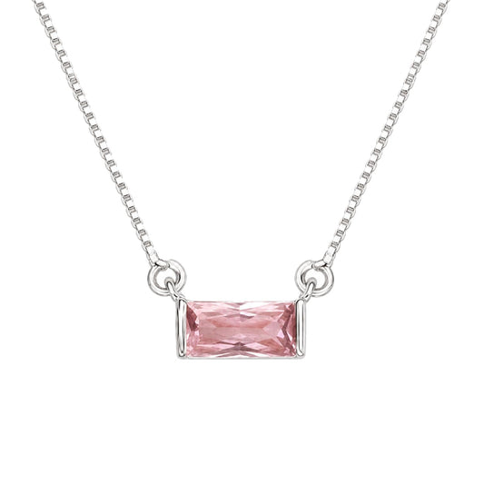 Warm Fortune Pink Rectangle Pendant Necklace for Women: 18K Gold Plated, Adjustable Chain (18"+2") with Sparkling CZ | Elegant & Versatile, an Ideal Layered Piece