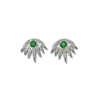 Warm Fortune 18K Gold Plated Evil Eye Green Cubic Zirconia Stud Earrings for Women Hypoallergenic - Valentine's Day, Mother's Day, Birthday Gift for Her
