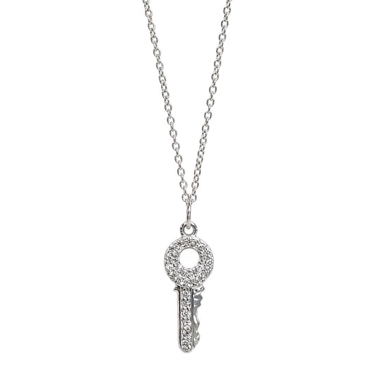 Warm Fortune Sparkling Key Pendant Necklace for Women: 18K Gold Plated, Adjustable Chain (18"+2") with Sparkling CZ | Elegant & Versatile, an Ideal Layered Piece
