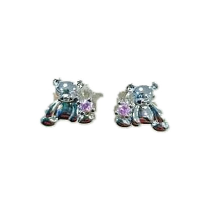 Warm Fortune 18K Gold Plated Teddy Bear Flower Cubic Zirconia Stud Earrings for Women Hypoallergenic - Valentine's Day, Mother's Day, Birthday Gift for Her