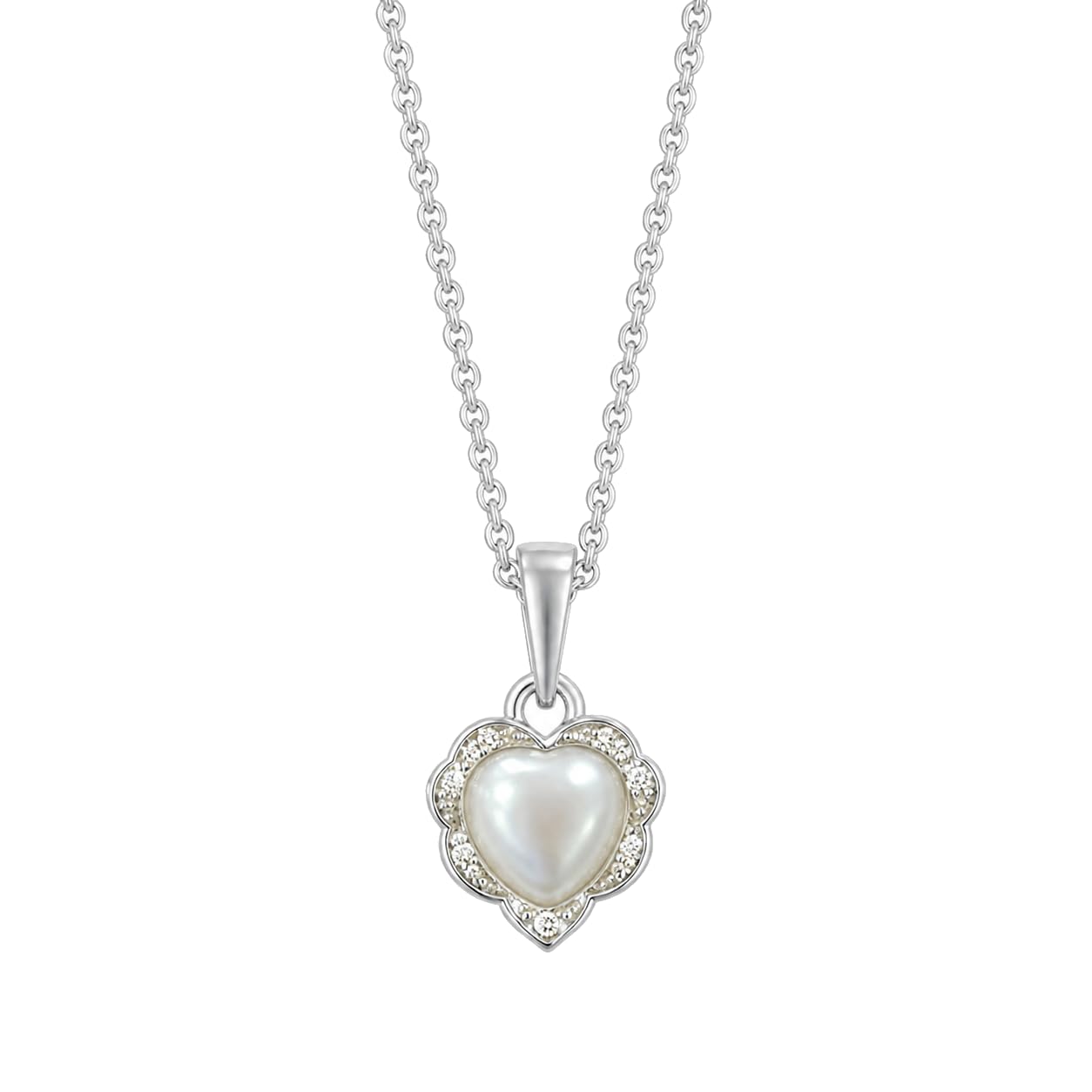 Warm Fortune Pearlescent Heart Pendant Necklace for Women: 18K Gold Plated, Adjustable Chain (16"+2") with Sparkling CZ | Adorably Cute, a Romantic Accent for Her