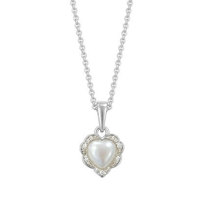 Warm Fortune Pearlescent Heart Pendant Necklace for Women: 18K Gold Plated, Adjustable Chain (16"+2") with Sparkling CZ | Adorably Cute, a Romantic Accent for Her