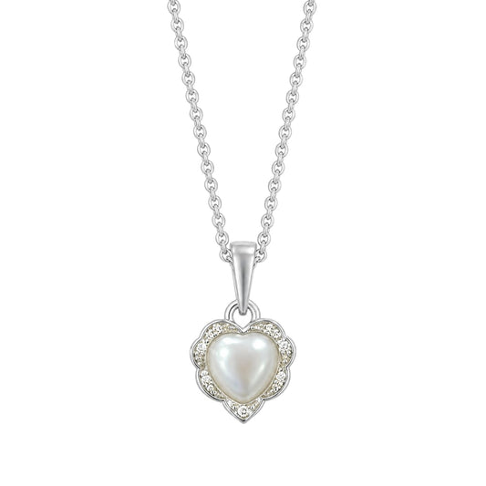 Warm Fortune Pearlescent Heart Pendant Necklace for Women: 18K Gold Plated, Adjustable Chain (16"+2") with Sparkling CZ | Adorably Cute, a Romantic Accent for Her