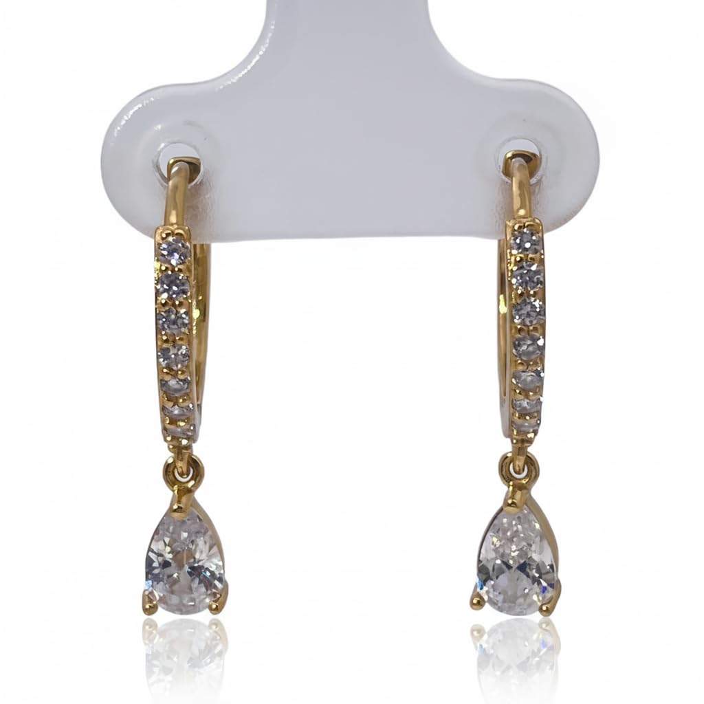Warm Fortune Cubic Zirconia Drop Earrings for Women,925 Sterling Silver with 18K Gold Plated Hypoallergenic