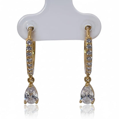 Warm Fortune Cubic Zirconia Drop Earrings for Women,925 Sterling Silver with 18K Gold Plated Hypoallergenic
