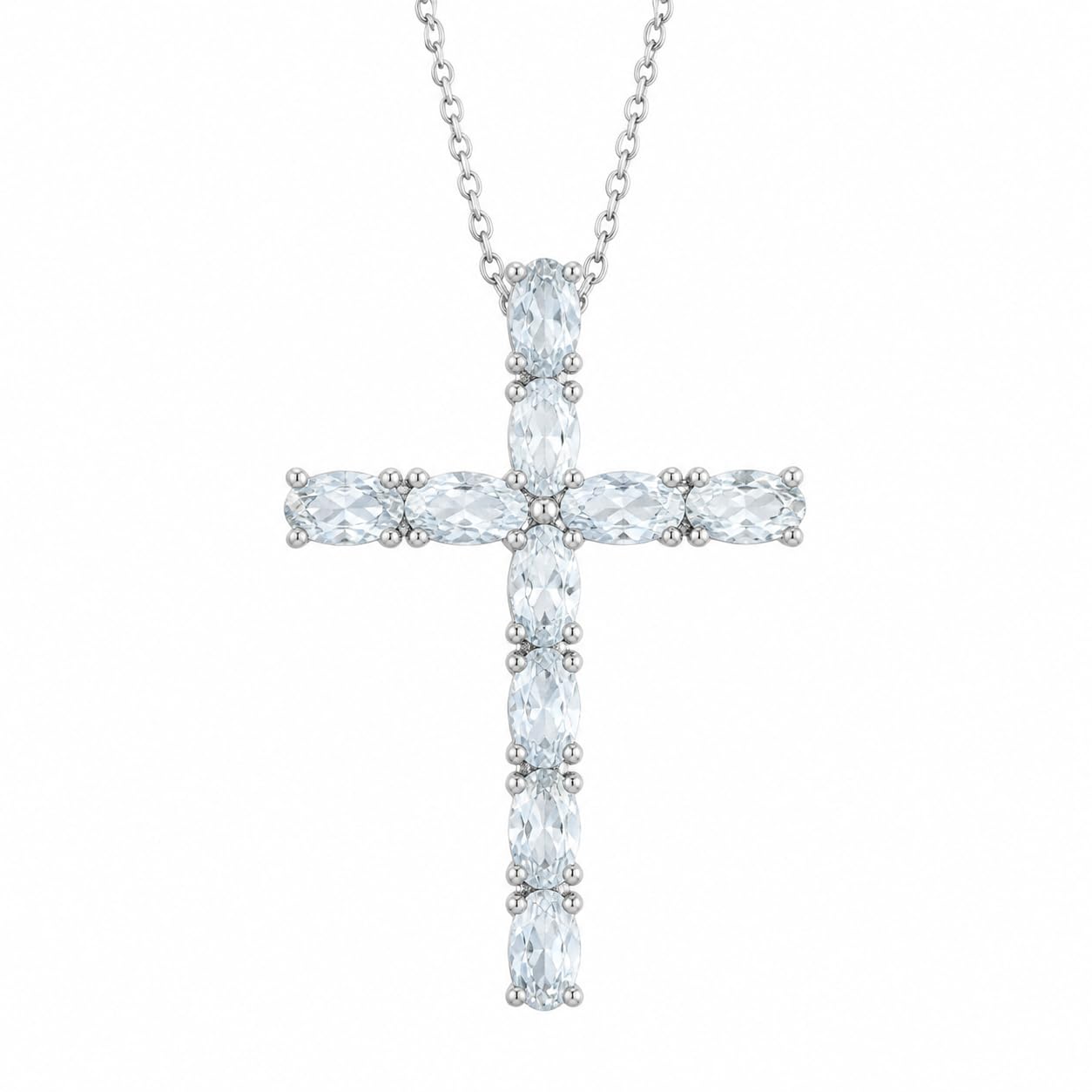 Warm Fortune Classic Cross Pendant Necklace for Women, 18K White Gold Plated, 18 Inch Chain with Sparkling CZ, Elegant & Versatile Layering Jewelry