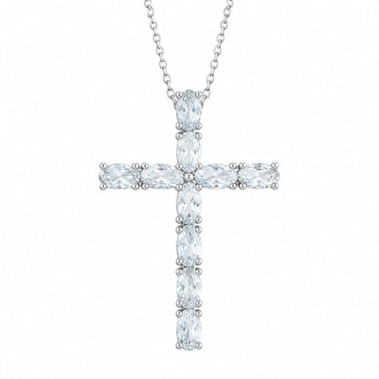 Warm Fortune Classic Cross Pendant Necklace for Women, 18K White Gold Plated, 18 Inch Chain with Sparkling CZ, Elegant & Versatile Layering Jewelry