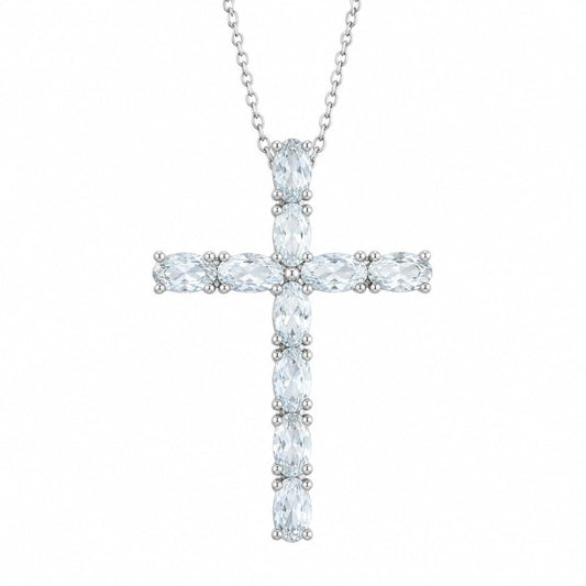Warm Fortune Classic Cross Pendant Necklace for Women, 18K White Gold Plated, 18 Inch Chain with Sparkling CZ, Elegant & Versatile Layering Jewelry