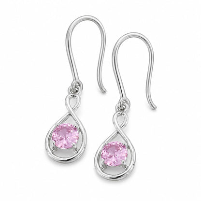Warm Fortune 18K Gold Plated Round Cubic Zirconia Infinity Teardrop Fish Hook Dangle Earrings for Adult Women Hypoallergenic - Valentine's Day, Mother's Day, Birthday Gift for Her