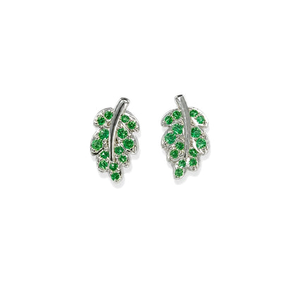 Warm Fortune 18K Gold Plated Leaf Cubic Zirconia Stud Earrings for Women Hypoallergenic - Valentine's Day, Mother's Day, Birthday Gift for Her