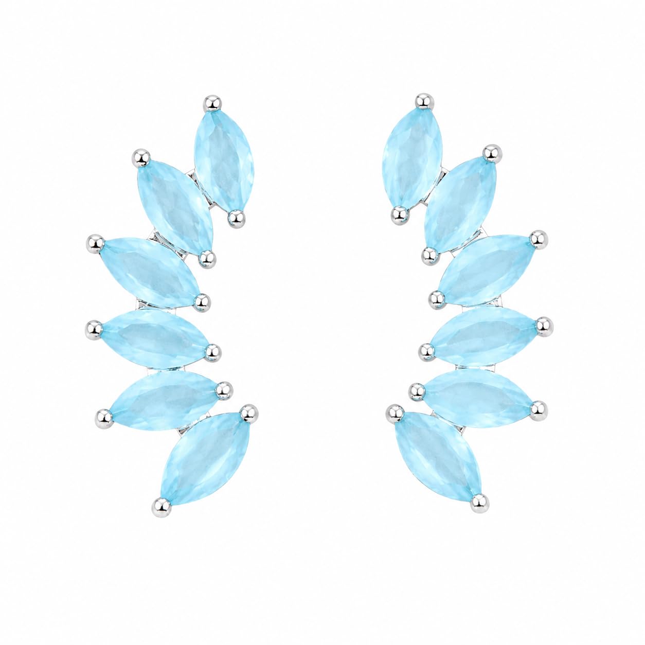 Warm Fortune 18K Gold Plated Marquise Cubic Zirconia Curved Wing Stud Earrings for Adult Women Hypoallergenic - Valentine's Day, Mother's Day, Birthday Gift for Her
