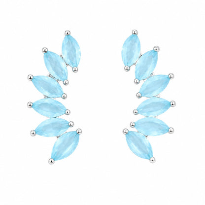 Warm Fortune 18K Gold Plated Marquise Cubic Zirconia Curved Wing Stud Earrings for Adult Women Hypoallergenic - Valentine's Day, Mother's Day, Birthday Gift for Her