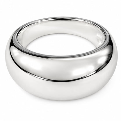 Warm Fortune Dome Smooth Band Ring for Women, 18K White Gold Plated Polished Chunky Stackable Wedding Band, Minimalist Plain Comfort Fit Jewelry